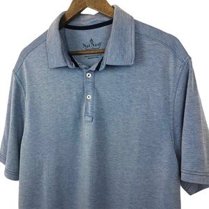 Nat Nast Luxury Originals Blue Polo Shirt Size XL z short Sleeve Rayon/Polyester
